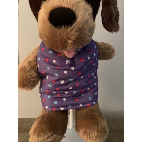 Build A Bear Dog Caramel Pup Plush Brown Ears Tongue Sticking Out With Vest - Picture 3 of 11